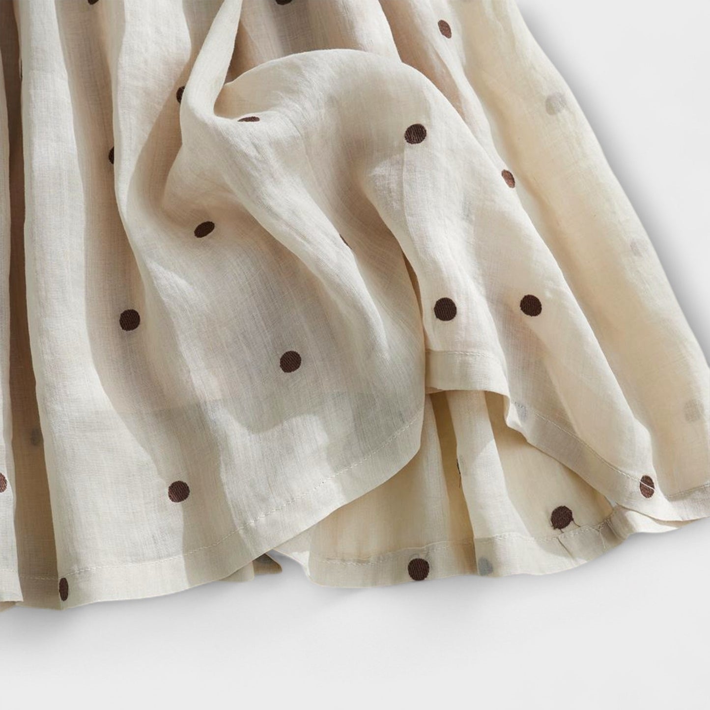 חצאית מקסי מנוקדת בתערובת פשתן וכותנה