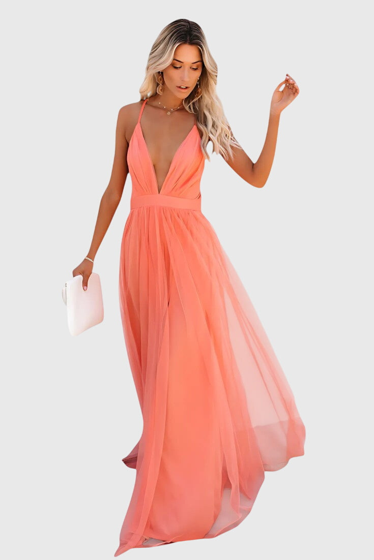 שמלת מקסי טול ללא שרוולים