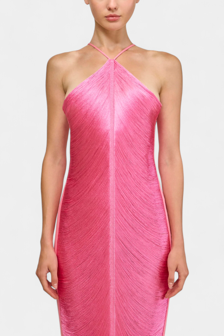 ג'יאנה שמלת הולטר עם פייטים מתכתיים