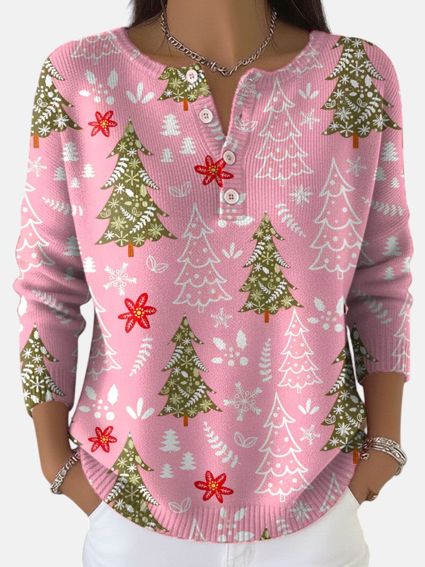 סוודר חג המולד עם כפתורים סופי