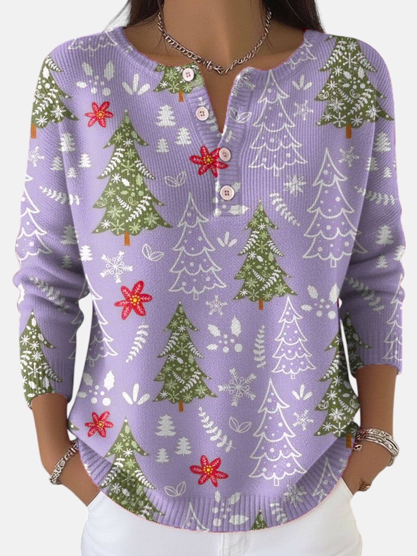 סוודר חג המולד עם כפתורים סופי