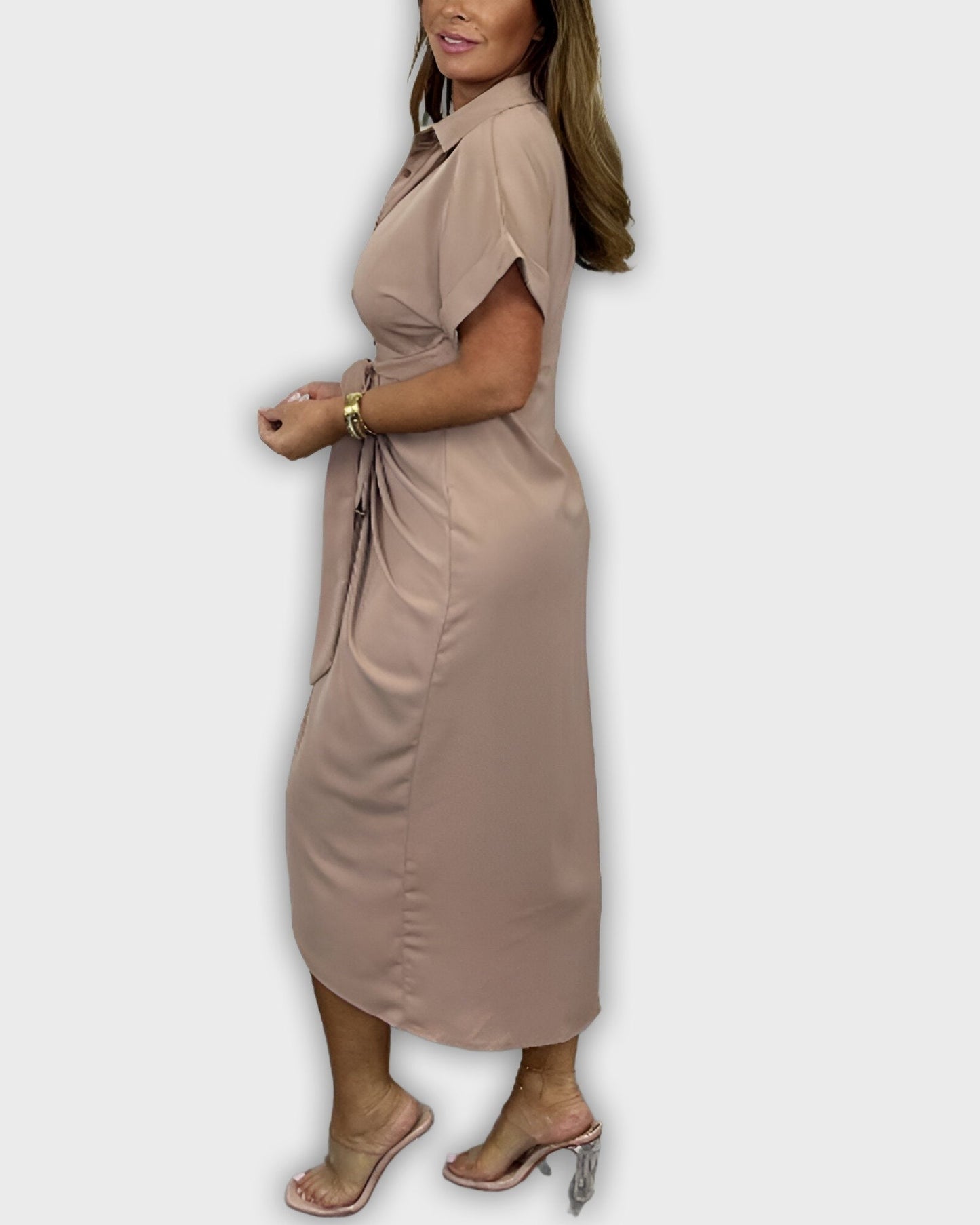 שמלת קתרין אלגנטית עם קו מותן מקופל