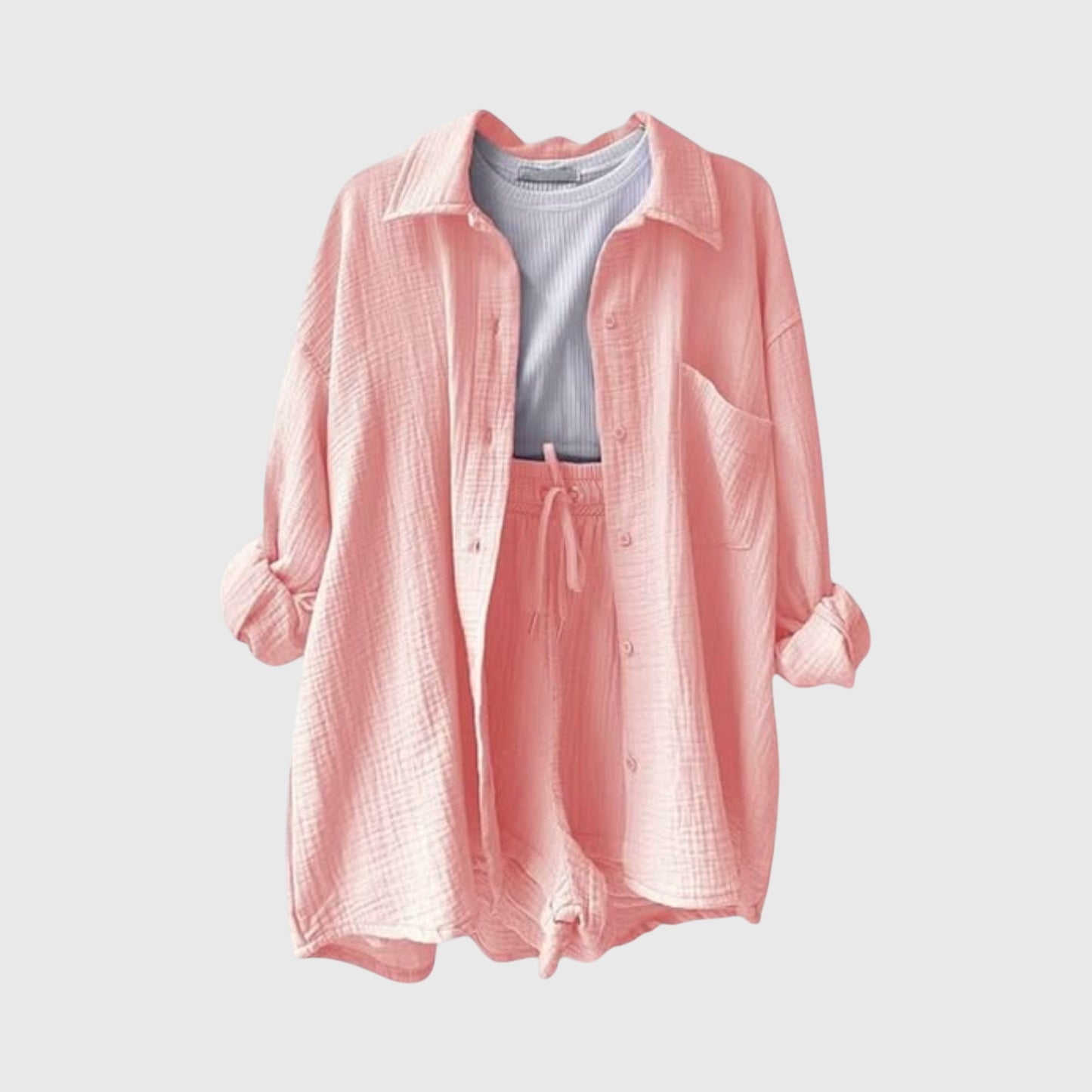 סט בד קיץ עם חולצה ומכנסיים קצרים