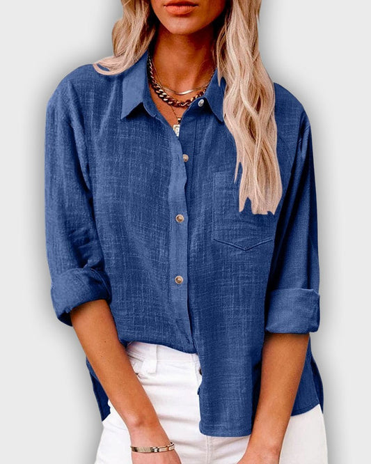 חולצת לייקרה לנשים עם שרוולים ארוכים בצבע כחול כהה