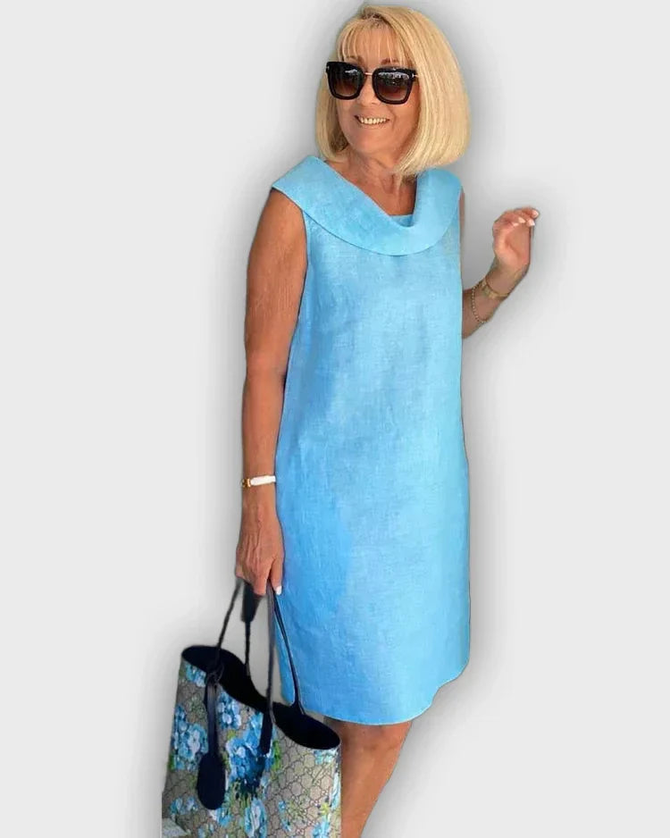 שמלות אתוי ללא שרוולים עם צווארון עגול