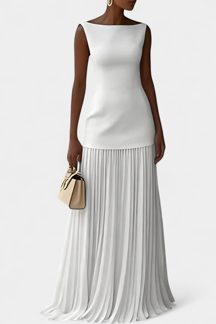 סילבנה שמלת ערב מקסי מגזה עם קפלים