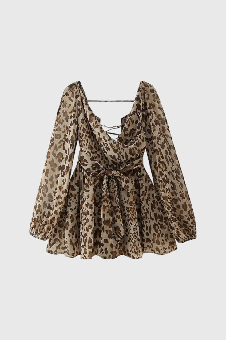 שמלות מיני עם צווארון V ושרוולים קלים