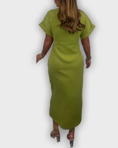 שמלת קתרין אלגנטית עם קו מותן מקופל