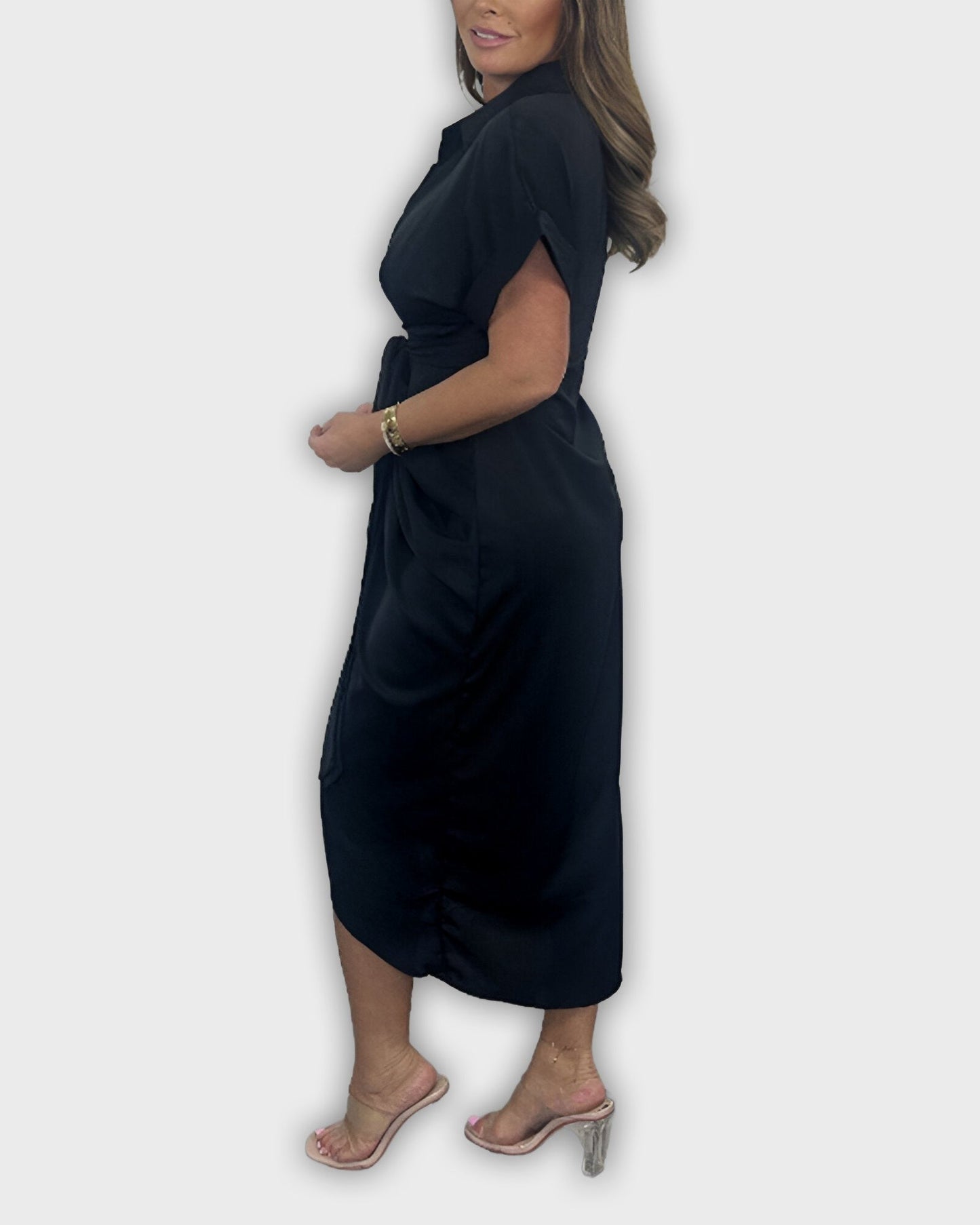 שמלת קתרין אלגנטית עם קו מותן מקופל