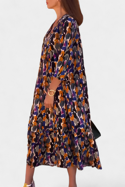 סמלת טודורה רטרו עם צווארון V ושרוולים נפוחים