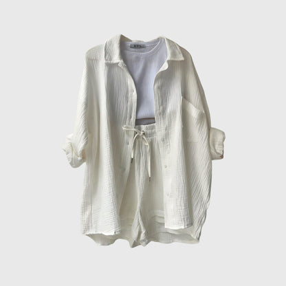 סט בד קיץ עם חולצה ומכנסיים קצרים