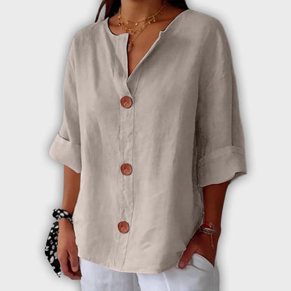 חולצת פשתן רפויה ואלגנטית לקיץ