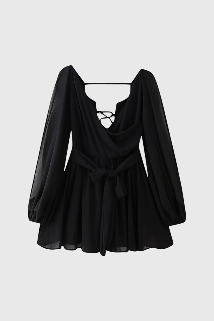 שמלות מיני עם צווארון V ושרוולים קלים