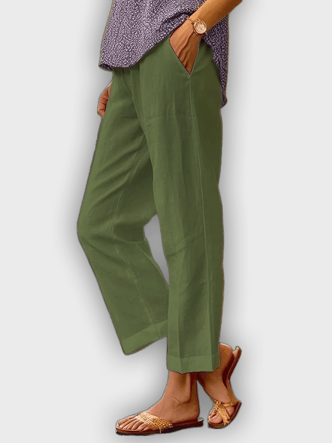 מכנסיים נוחים כותנה ולינן - נושמים בהתאמה רפויה