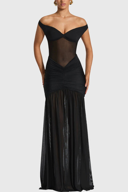 שמלות ארוכות משי עם מחשוף עמוק וקפלים אלגנטיים