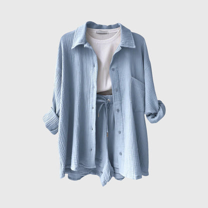 סט בד קיץ עם חולצה ומכנסיים קצרים