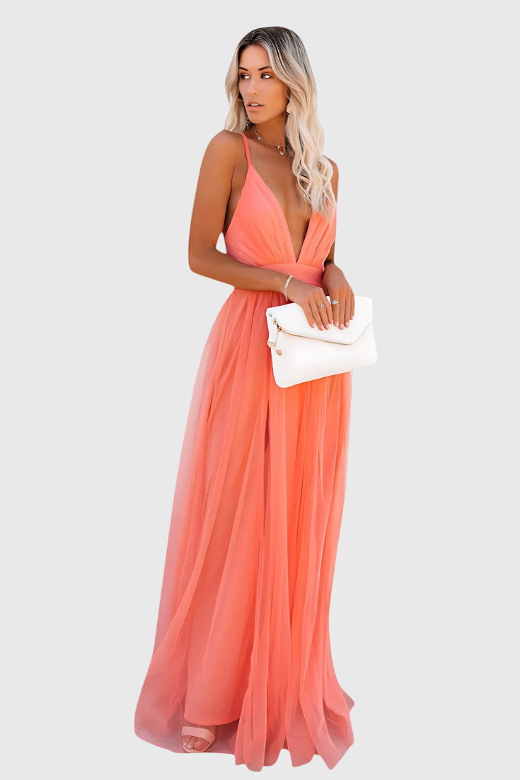 שמלת מקסי טול ללא שרוולים