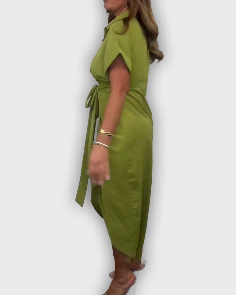 שמלת קתרין אלגנטית עם קו מותן מקופל