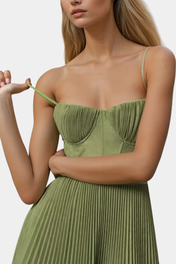 אוטיליה שמלת שיפון קפלים עם קורסה מפוסלת וסקוט לב