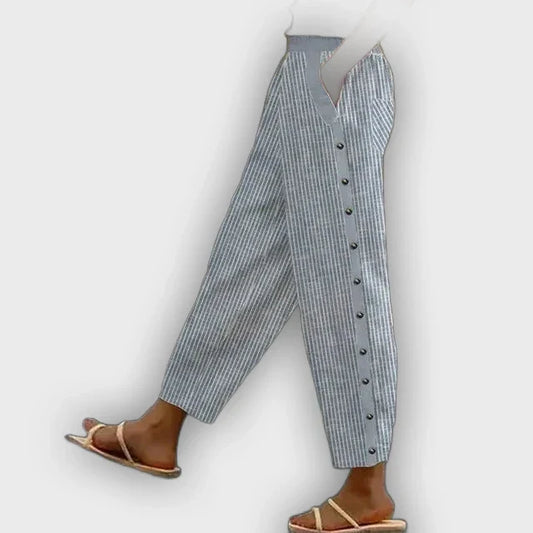 מכנסי פשתן קלילים עם פסים - נוחים ואופנתיים