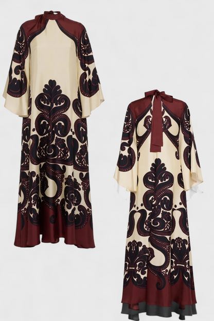 מאריצה שמלת ערב ארוכה עם צוואר גבוה ודפוס גרנדילה