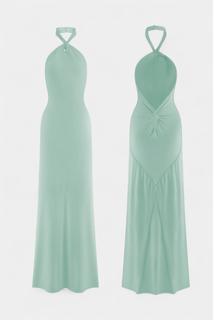 שמלות טריניטי עם צווארון הולטר, מתאימות עם קימורים וגב חשוף