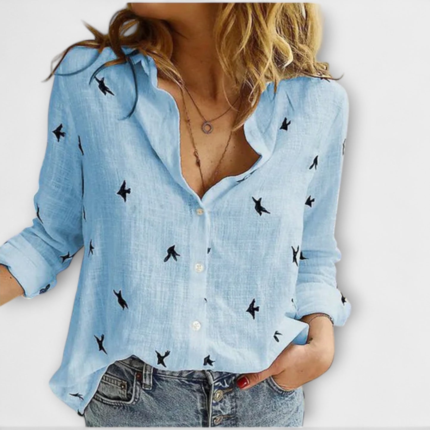 חולצת נשים אלגנטית עם צווארון יוקרתי