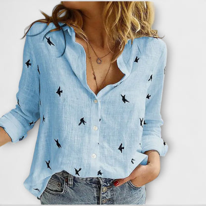 חולצת נשים אלגנטית עם צווארון יוקרתי