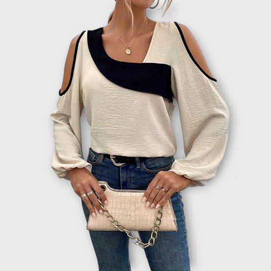 חולצת צווארון מרובע עם שרוולים ארוכים סקארלט