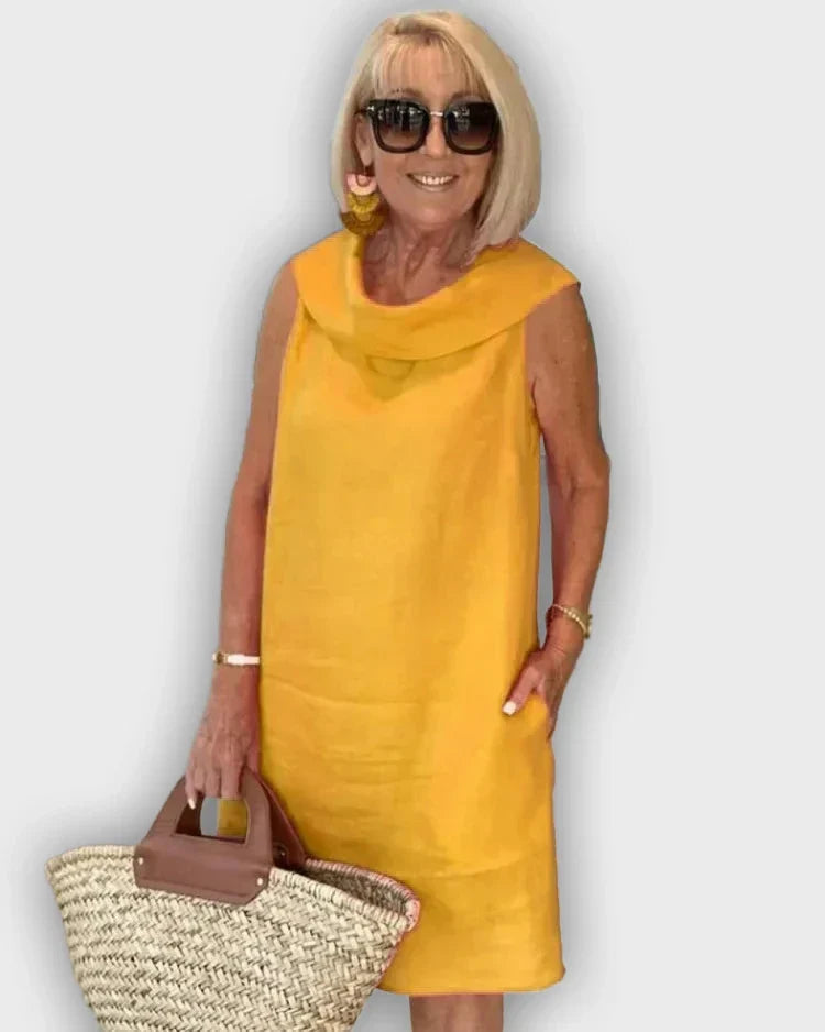 שמלות אתוי ללא שרוולים עם צווארון עגול