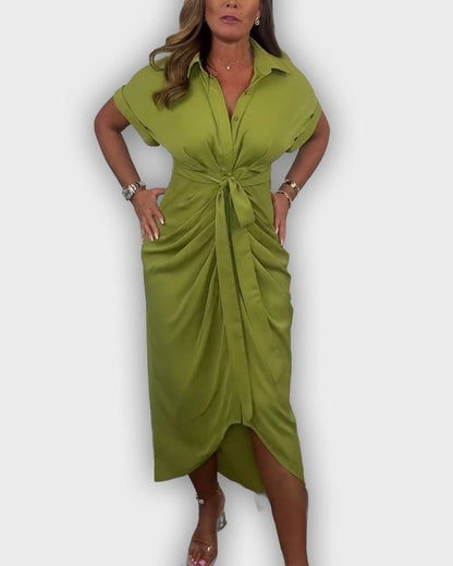 שמלת קתרין אלגנטית עם קו מותן מקופל