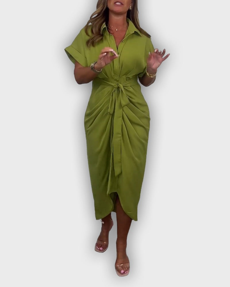 שמלת קתרין אלגנטית עם קו מותן מקופל