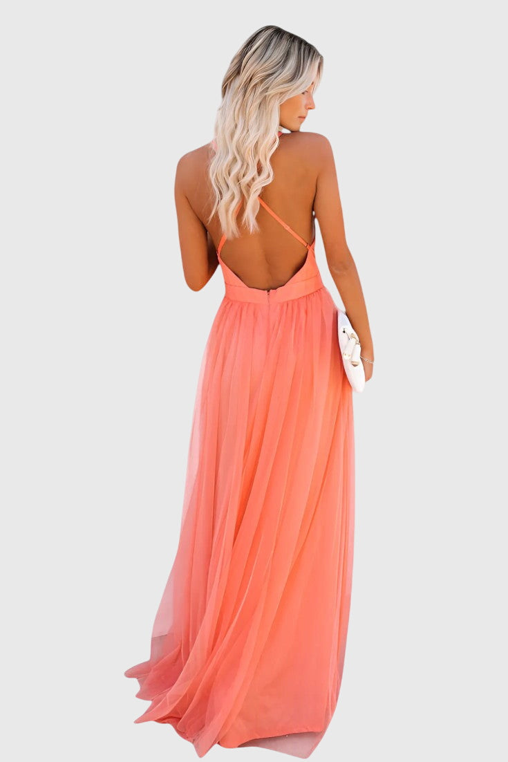 שמלת מקסי טול ללא שרוולים