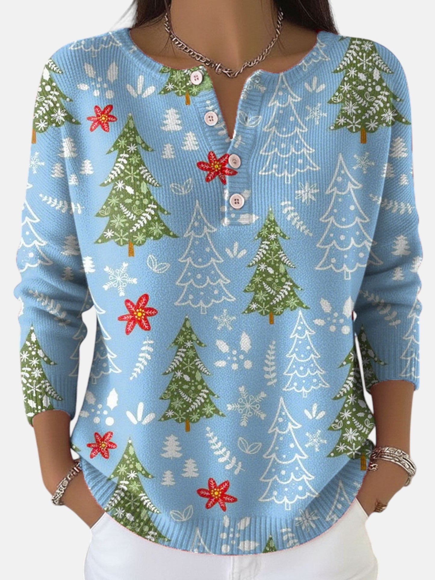 סוודר חג המולד עם כפתורים סופי