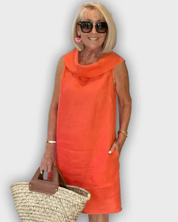 שמלות אתוי ללא שרוולים עם צווארון עגול