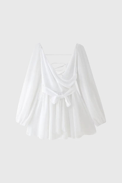 שמלות מיני עם צווארון V ושרוולים קלים