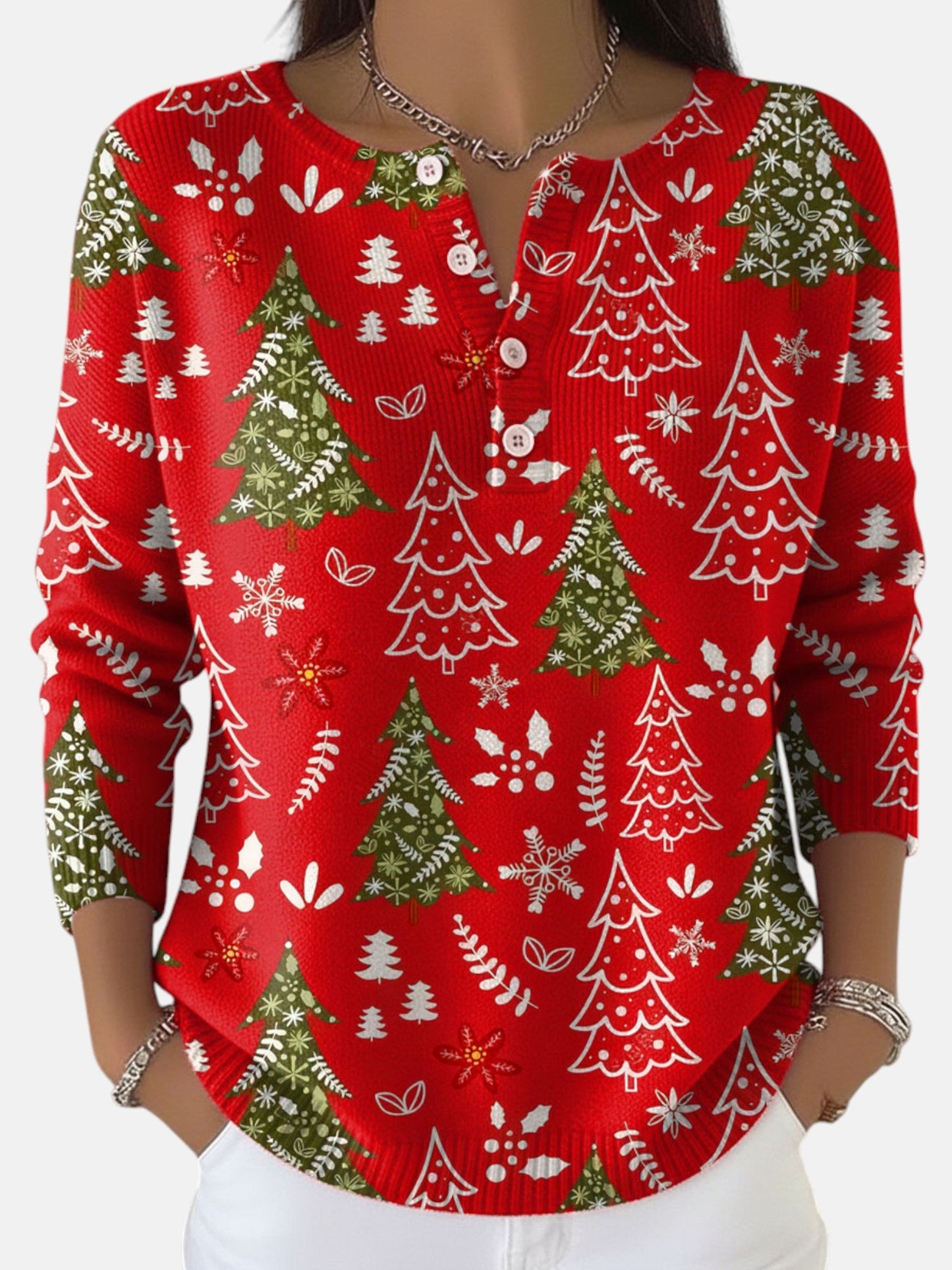 סוודר חג המולד עם כפתורים סופי