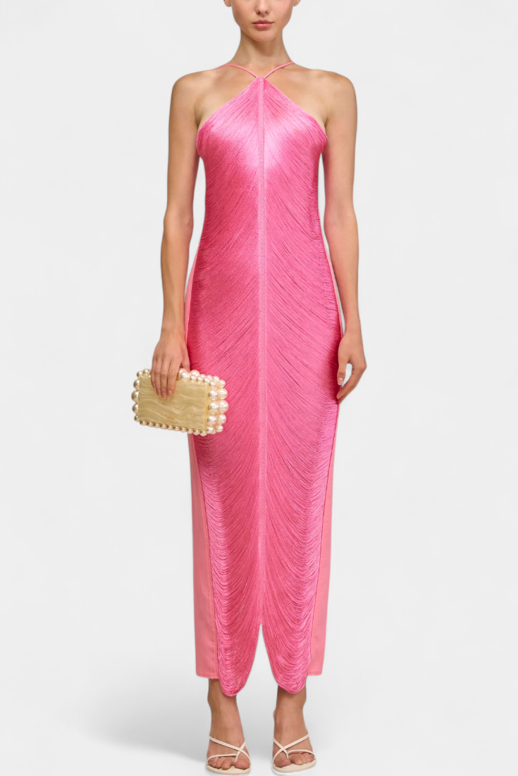 ג'יאנה שמלת הולטר עם פייטים מתכתיים