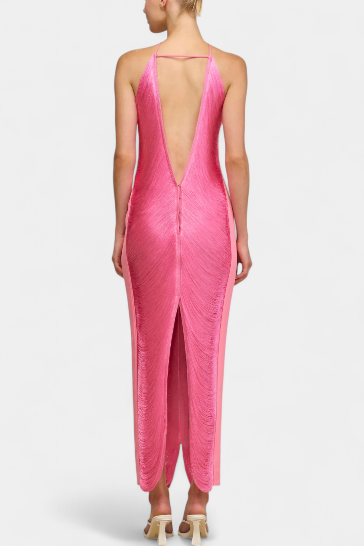 ג'יאנה שמלת הולטר עם פייטים מתכתיים