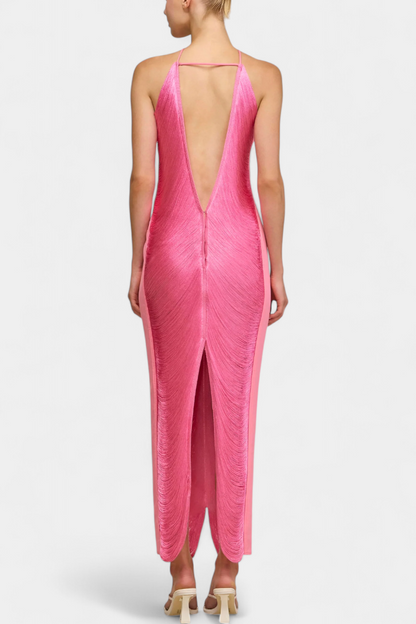 ג'יאנה שמלת הולטר עם פייטים מתכתיים