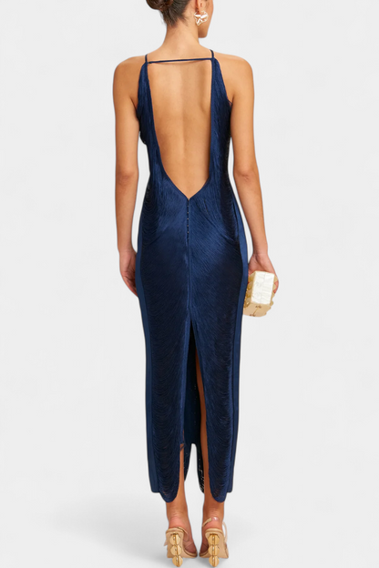 ג'יאנה שמלת הולטר עם פייטים מתכתיים