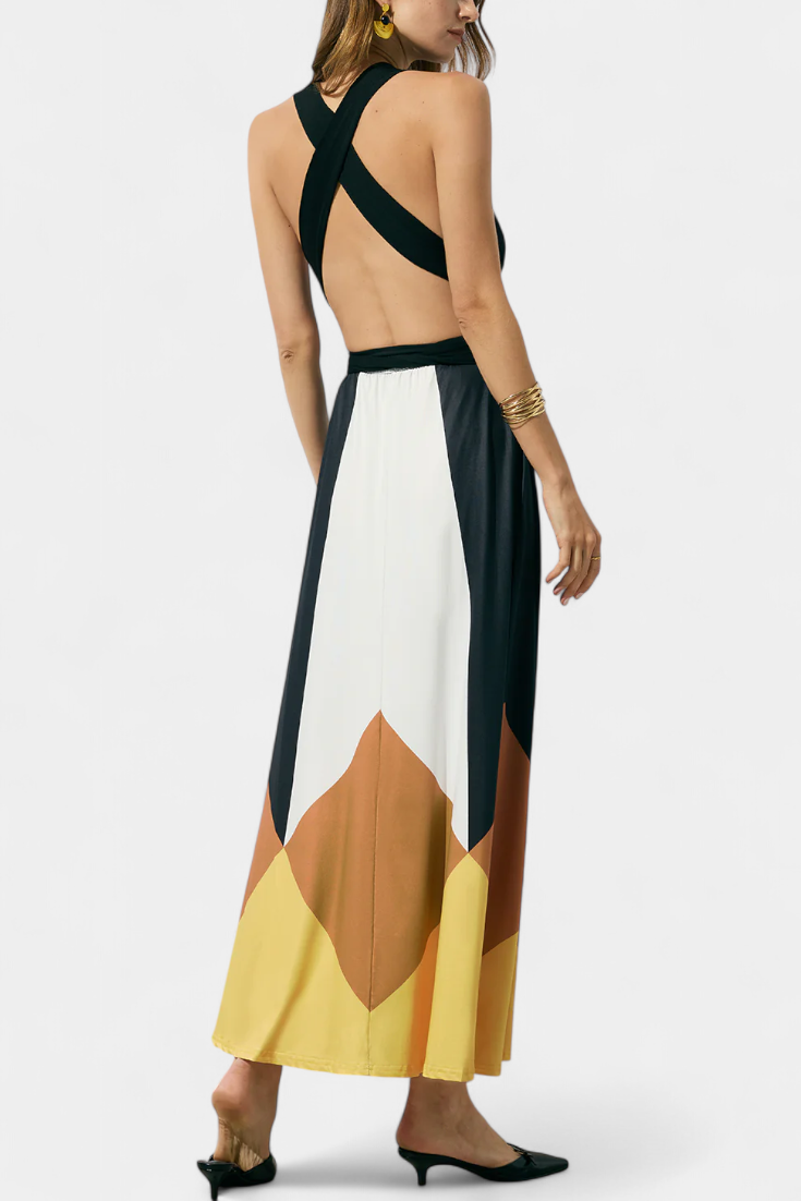 שמלת נאבה ארוכה פולימורפית עם גב פתוח ודמות רב-שימושית