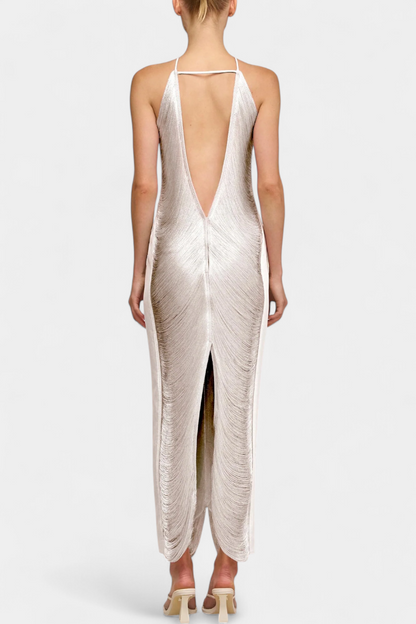 ג'יאנה שמלת הולטר עם פייטים מתכתיים
