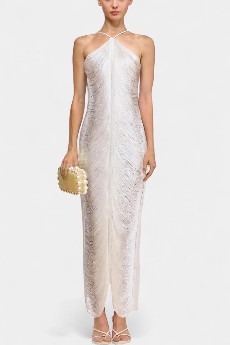 ג'יאנה שמלת הולטר עם פייטים מתכתיים