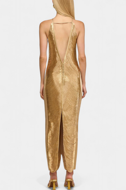 ג'יאנה שמלת הולטר עם פייטים מתכתיים