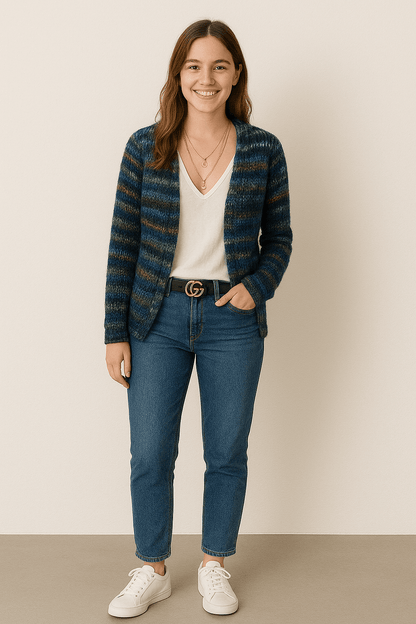 Mette Mehrfarbige Strickjacke