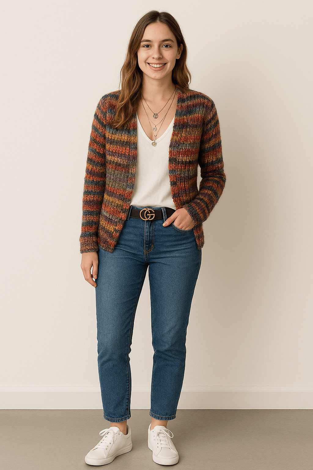 Mette Mehrfarbige Strickjacke